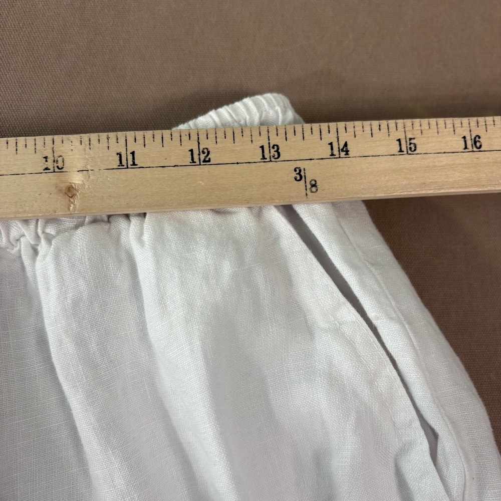Camille & Co Pants Womens Medium White 100% Linen Wide Leg Raw Hem Boho Resort - Picture 9 of 9